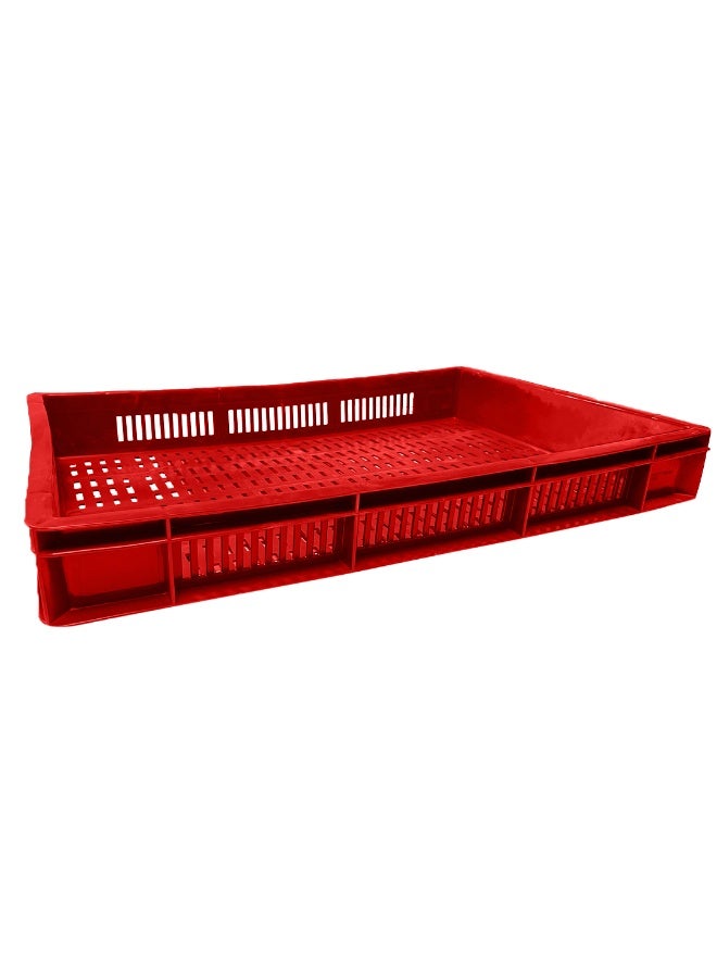 Plastic Storage Crate 600x400x80mm Stackable Food Grade Ventilated Catering Crate Heavy Duty - Re